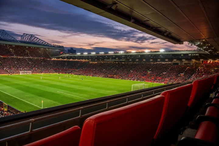 Matchday hospitality view at Old Trafford